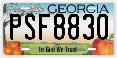 GA license plate PSF8830