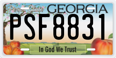 GA license plate PSF8831