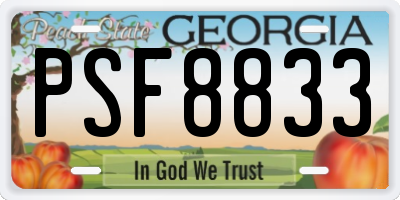 GA license plate PSF8833