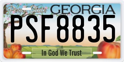 GA license plate PSF8835