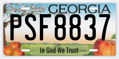 GA license plate PSF8837