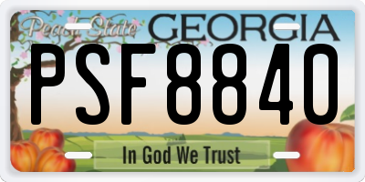 GA license plate PSF8840