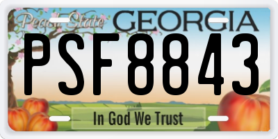 GA license plate PSF8843