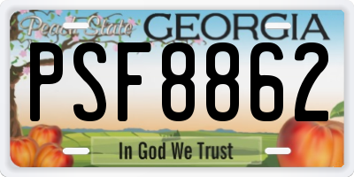 GA license plate PSF8862