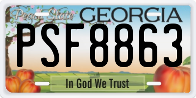 GA license plate PSF8863