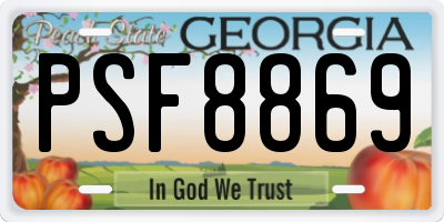 GA license plate PSF8869
