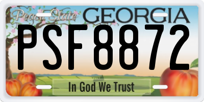 GA license plate PSF8872