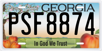 GA license plate PSF8874