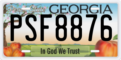 GA license plate PSF8876