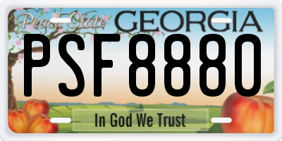 GA license plate PSF8880