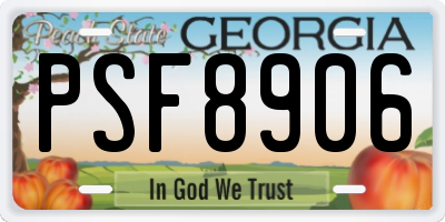 GA license plate PSF8906