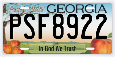 GA license plate PSF8922