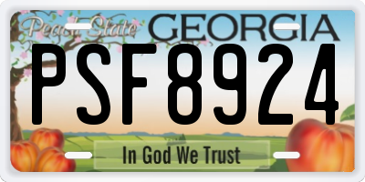 GA license plate PSF8924