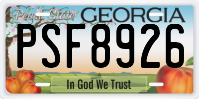GA license plate PSF8926