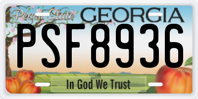 GA license plate PSF8936
