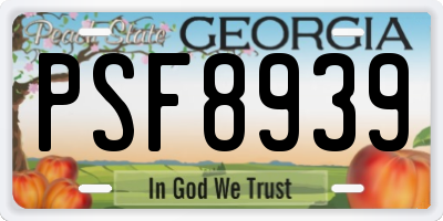 GA license plate PSF8939