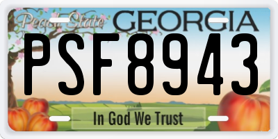 GA license plate PSF8943