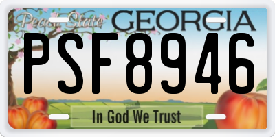 GA license plate PSF8946