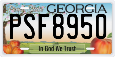 GA license plate PSF8950