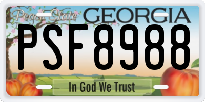 GA license plate PSF8988