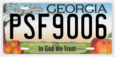 GA license plate PSF9006