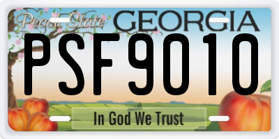 GA license plate PSF9010