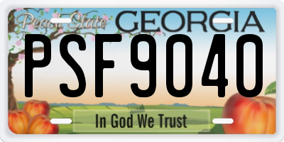 GA license plate PSF9040