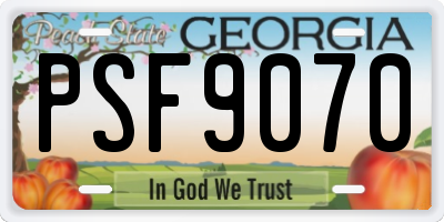 GA license plate PSF9070