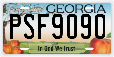 GA license plate PSF9090