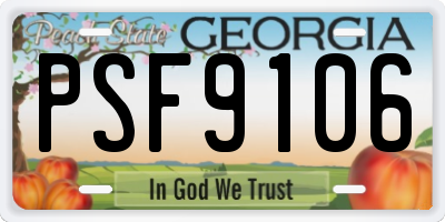 GA license plate PSF9106