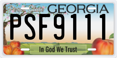 GA license plate PSF9111