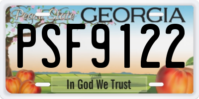 GA license plate PSF9122