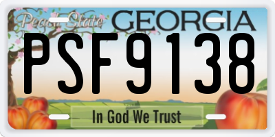 GA license plate PSF9138