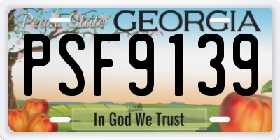 GA license plate PSF9139