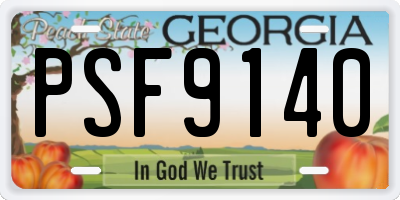 GA license plate PSF9140