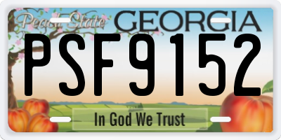 GA license plate PSF9152