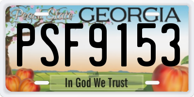 GA license plate PSF9153