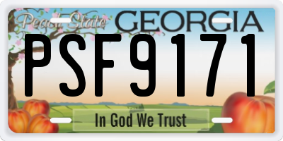 GA license plate PSF9171