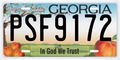 GA license plate PSF9172