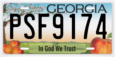 GA license plate PSF9174