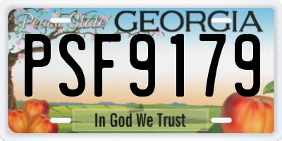 GA license plate PSF9179