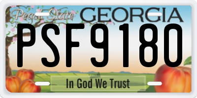 GA license plate PSF9180