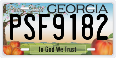 GA license plate PSF9182