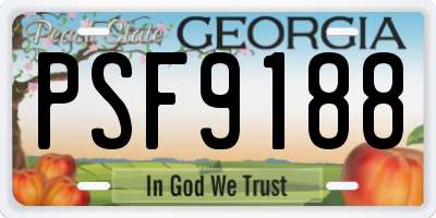 GA license plate PSF9188