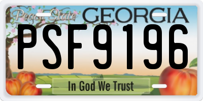 GA license plate PSF9196