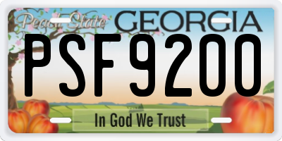 GA license plate PSF9200