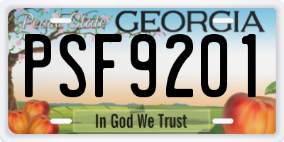 GA license plate PSF9201
