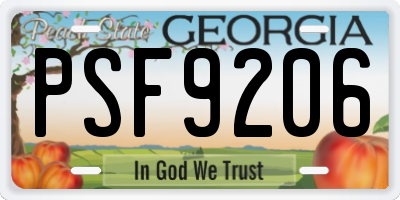 GA license plate PSF9206