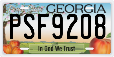 GA license plate PSF9208