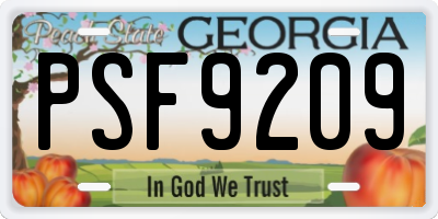 GA license plate PSF9209